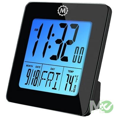 MX63567 CL030050BK Digital Desktop Clock w/ Month, Date, Day and Temperature, Black