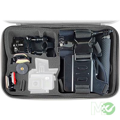 Navitech 9 in 1 Action Camera Accessory Combo Kit and Rugged Grey Storage Case Compatible with The Ispring Waterproof 30m Action Camera 