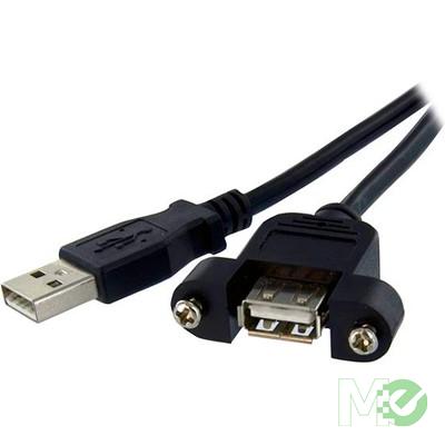 MX66361 Panel Mount USB 2.0 Extension Cable Type-A to Type-A, Female / Male, 1 Foot