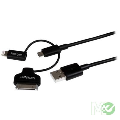 MX66584 3-in-1 Lightning / 30-pin Dock / Micro USB to USB Combo Cable, Black, 1m