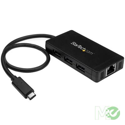 MX66595 3-Port USB-C to USB-A and Gigabit Ethernet Hub w/ Univeral Power Adapter