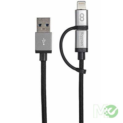 MX67282 2-in-1 Lightning / Micro USB Combo Cable, Black, 3Ft