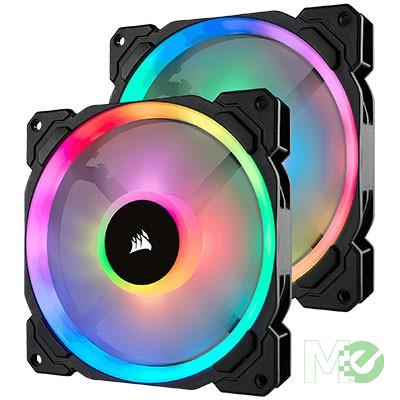 MX68783 LL140 RGB LED Fan Cooling Kit w/ 2x 140mm Dual Light Loop RGB LED PWM Fans w/ Lighting Node PRO