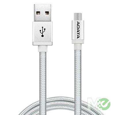 MX71189 Reversible USB Type-A to Micro USB Braided Cable, Silver, 3 Feet