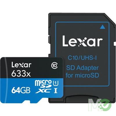 MX74642 High-Performance 633x UHS-I microSDXC Card, 64GB w/ Adapter