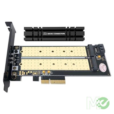 MX75786 PCIE-M21101HS Dual 2110 M.2 SSD to PCIe x4 Adapter Card w/ Heat Sink