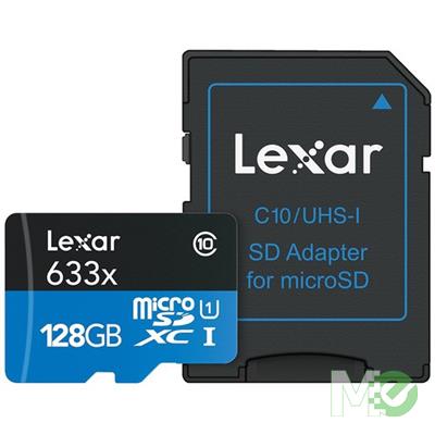 MX76104 High-Performance 633x UHS-I microSDXC Card, 128GB w/ Adapter