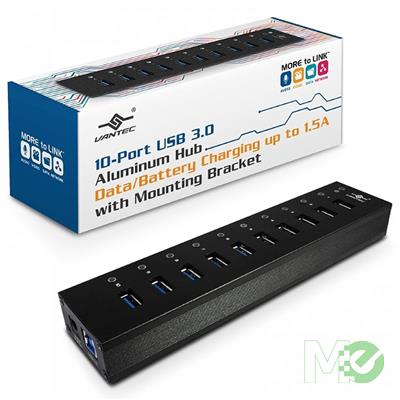 MX76289 10-Port USB 3.0 Aluminum Hub, Black 