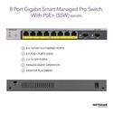 MX78311 GS110TP 8-Port Gigabit PoE Smart Managed Switch w/ Dual SFP Ports