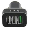 MX78565 3-Port USB Smart Car Charger w/ Qualcomm QC3.0 + 2xUSB Ports, Black