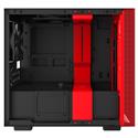 MX79033 H210i Mini ITX Case w/ Full Sized Tempered Glass Panel, Smart Device V2, NZXT CAM App, Addressable LED Strip, Black / Red