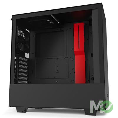 MX79039 H510i Mid Tower ATX Case w/ Full Sized Tempered Glass Panel, Black / Red
