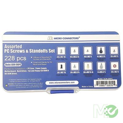 MX79611 Assorted Screws and Standoffs Kit for Computer Hard Drive & Motherboard, 228 Pieces