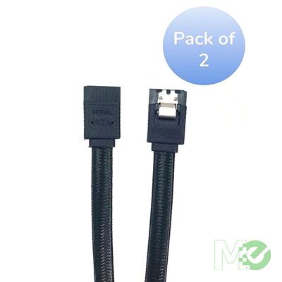 MX79612 40in SATA III Straight Sleeve Cable w/ Locking Latch, Black, 2-pack