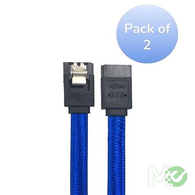 MX79620 40in SATA III Straight Sleeve Cable w/ Locking Latch, Blue, 2-pack