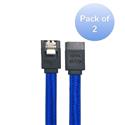 MX79620 40in SATA III Straight Sleeve Cable w/ Locking Latch, Blue, 2-pack