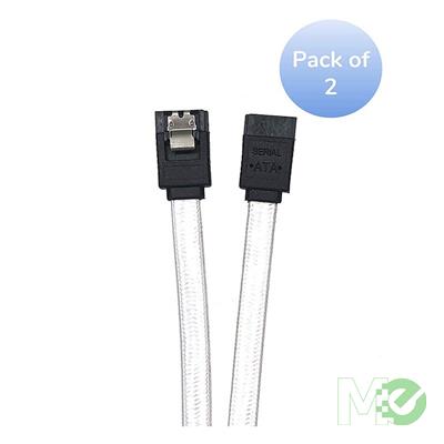 MX79631 2 Pack 40” SATA III Straight Sleeve Cable with Locking Latch White
