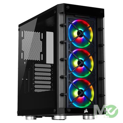 MX79655 iCUE 465X RGB Airflow Tempered Glass Mid Tower Smart Case w/ 3x LL120 RGB 120mm Fans, 6 Port RGB Controller, Black
