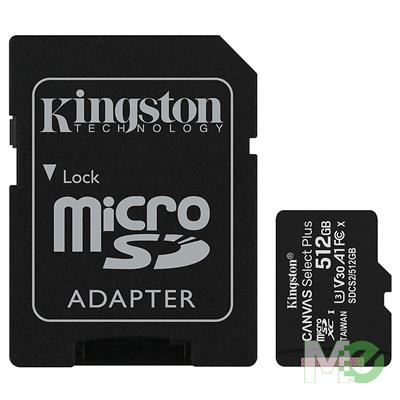 MX80702 Canvas Select Plus Class 10 UHS-I A1 microSDXC Card, 512GB w/ Adapter 